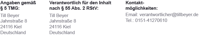 Impressum nach § 5 TMG